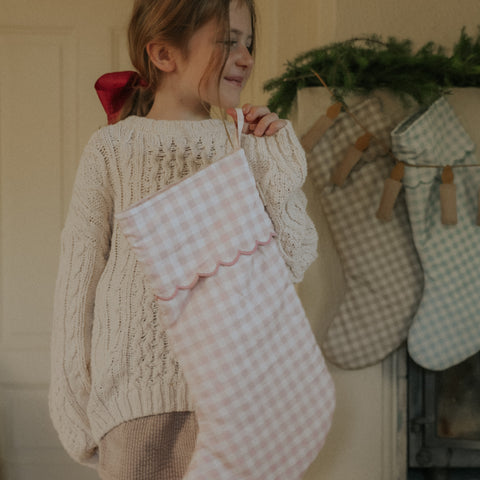 Christmas Stocking in Pink Gingham 