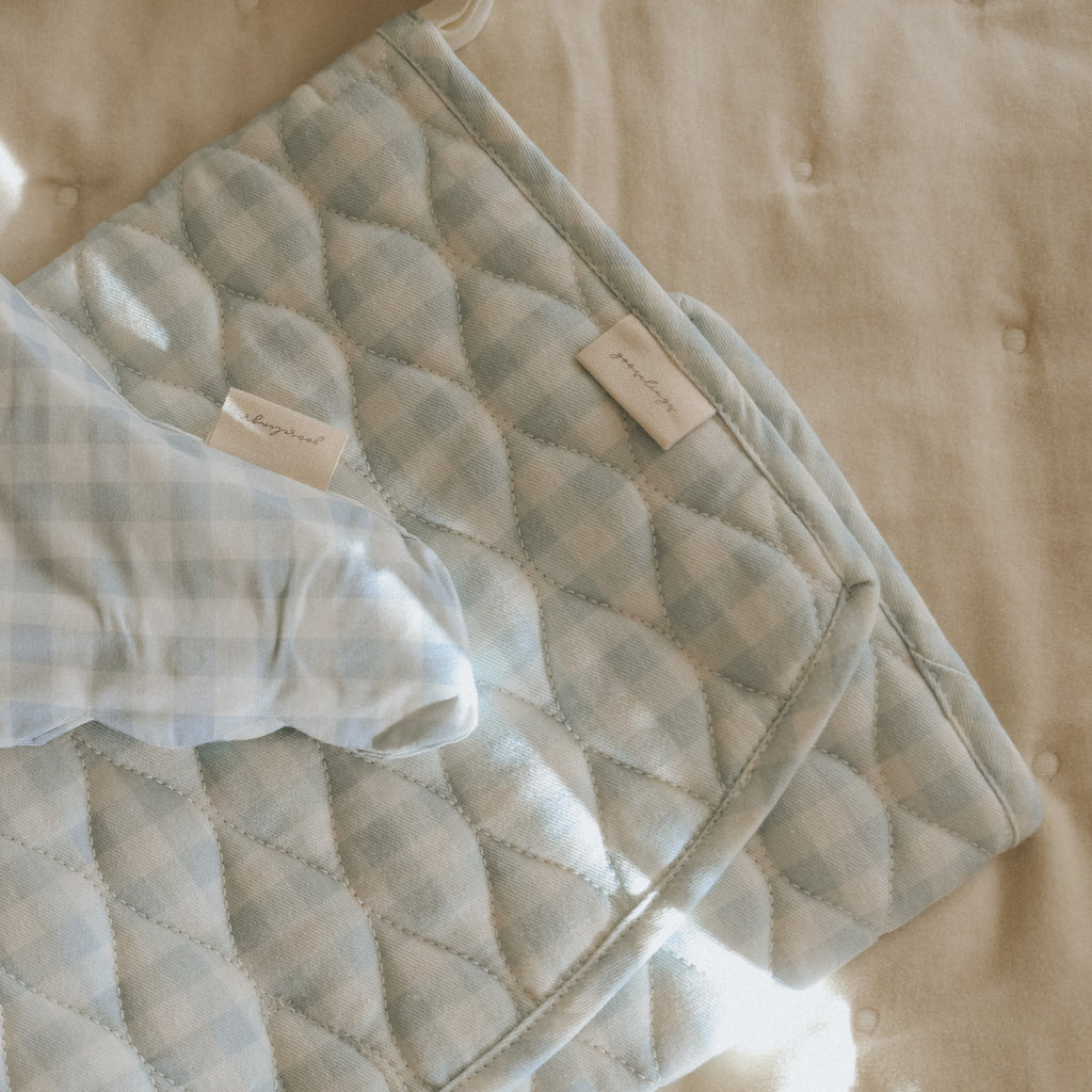 Portable Changing Pad in Blue Gingham