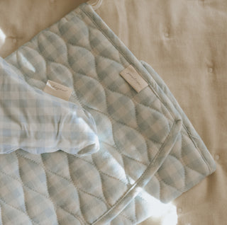 Portable Changing Pad in Blue Gingham