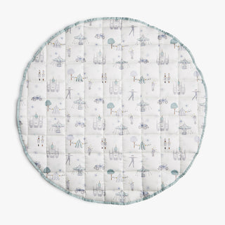 Front of play mat, Adventures in Wonderland print in Aqua.