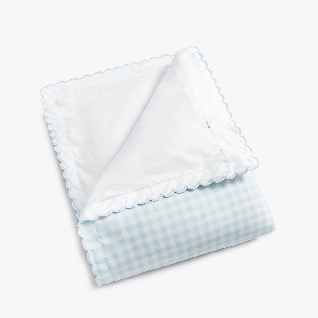 Personalize Me: folded blue gingham baby duvet 