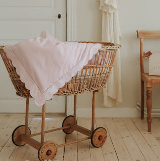 Scalloped Starlight Baby Duvet in Rose in crib