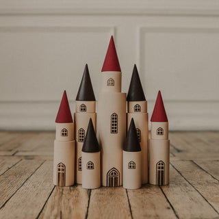 Fairytale Kingdom Tower with wooden cones on wood floors