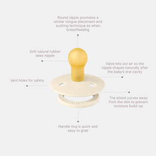 Baby pacifier with features highlighted on a white background