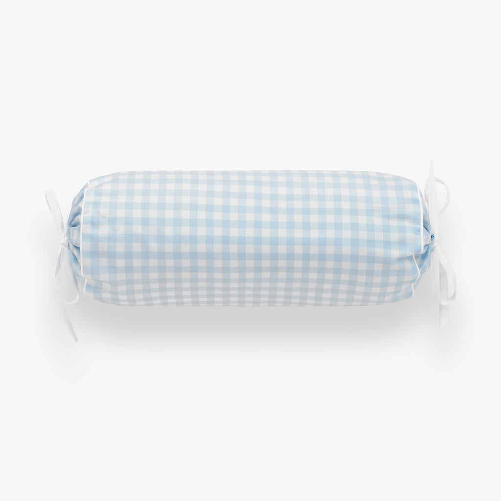 Personalize Me: Roll of blue and white checkered fabric in clear packaging on a white background