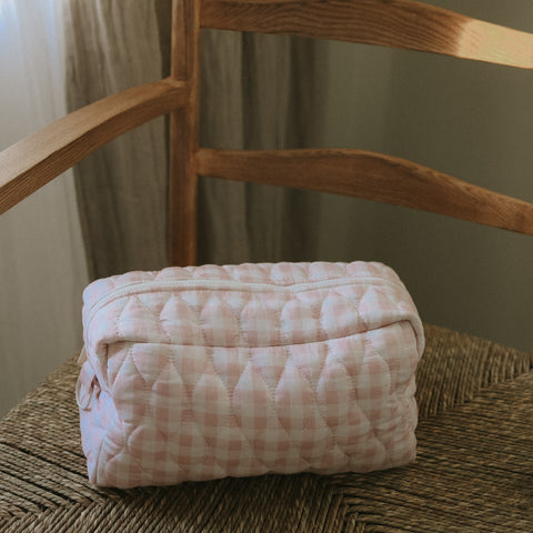 Toiletry Pouch in Pink Gingham