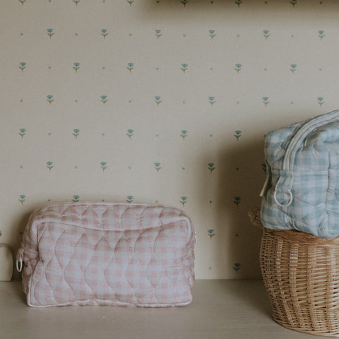 Toiletry Pouch in Pink Gingham