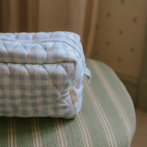 Toiletry Pouch in Blue Gingham