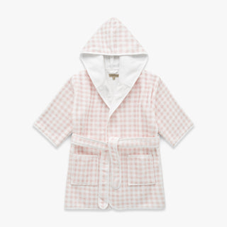 Children's hooded bathrobe in Picnic Gingham - Pink.