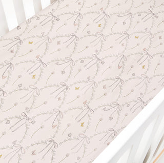 Bows & Butterfly Kisses Crib Sheet in Pink