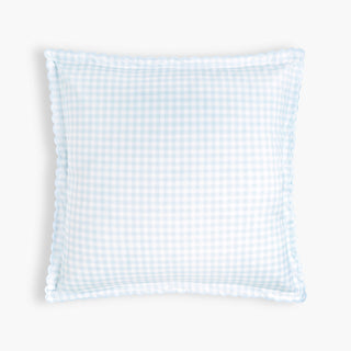 Blue Gingham Euro pillow on a white background
