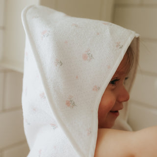 Child in baby hooded towel in Ditsy Floral