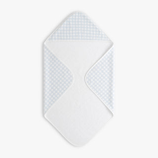 Hooded baby towel in Picnic Gingham - Blue