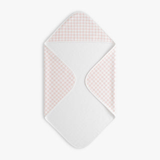 Hooded baby towel in Picnic Gingham - Pink