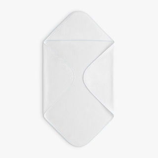 White hooded towel with blue trim