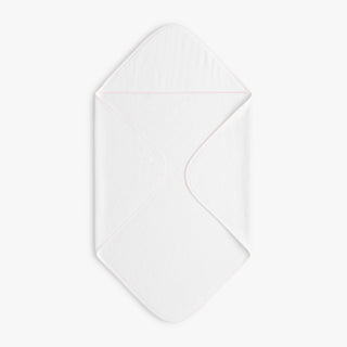 White hooded towel with blue trim