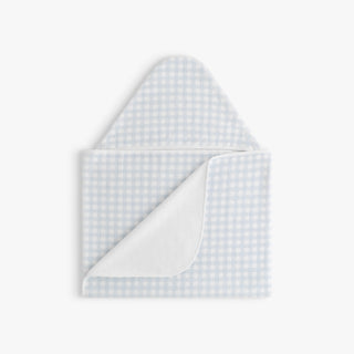 Hooded children's towel in Picnic Gingham - Blue