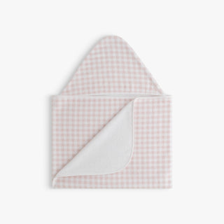 Children's hooded towel in Picnic Gingham - Pink