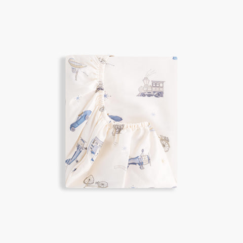 Transport Treasures Crib Sheet in Blue