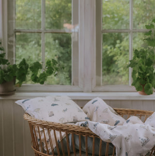 Transport Treasures Baby Duvet in Blue in bassinet