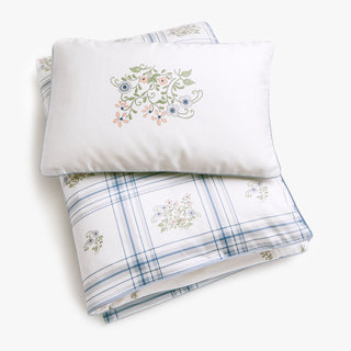 Fleur & Stripe Print with a Toddler Pillow On Top