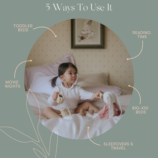 Diagram exploring 5 different ways to use the toddler duvet.