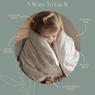 Diagram exploring 5 different ways to use the toddler duvet.