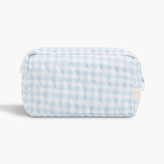 Backside of Toiletry Pouch in Blue Gingham
