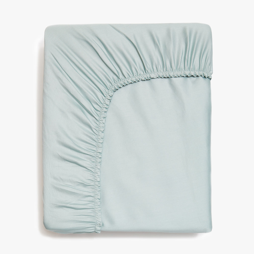 Folded Solid Twin Fitted Sheet in the color Aqua