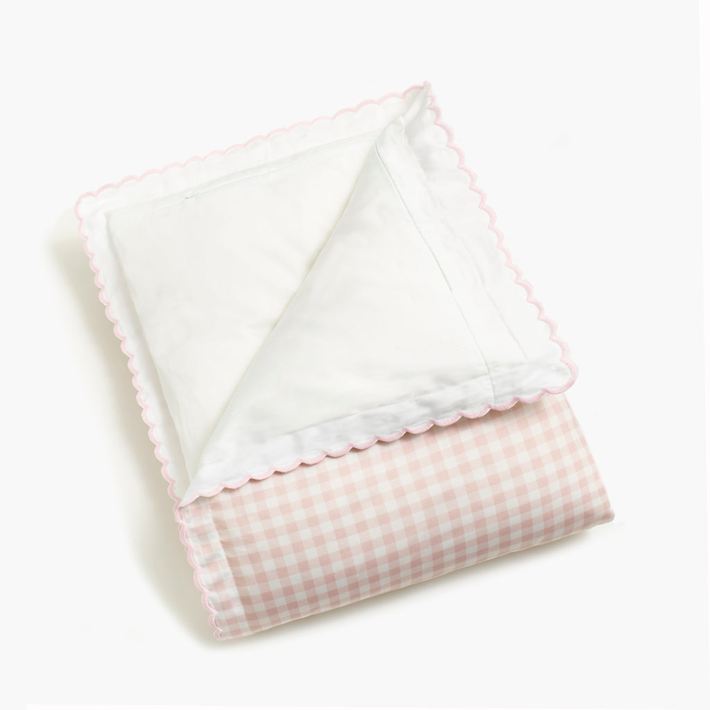 Baby Duvet in Picnic Gingham in Pink folded