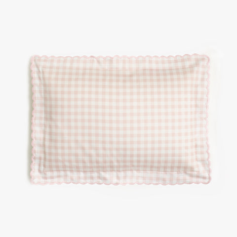 Toddler Pillow Front Side of the Picnic Gingham print in color pink