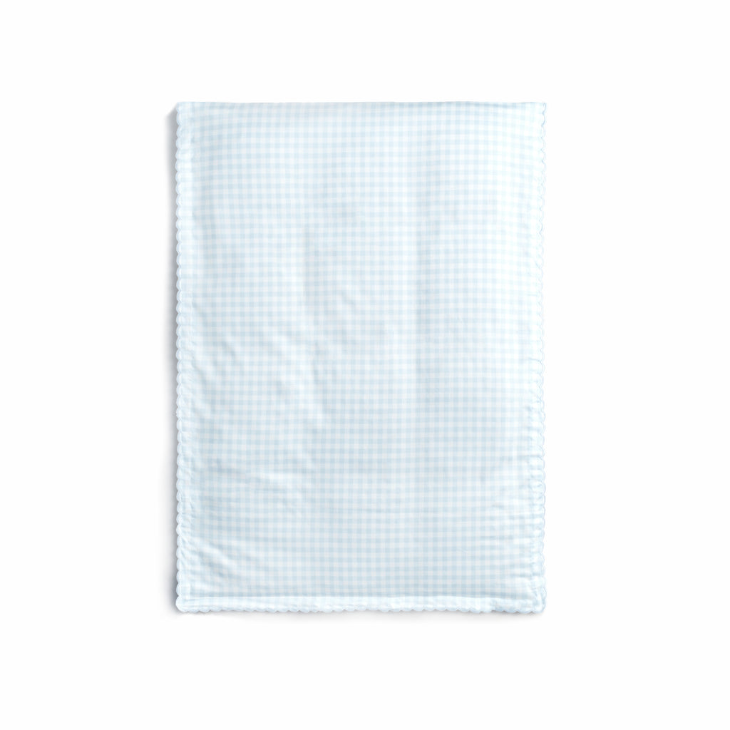 Personalize Me: Laid flat duvet cover  in blue gingham