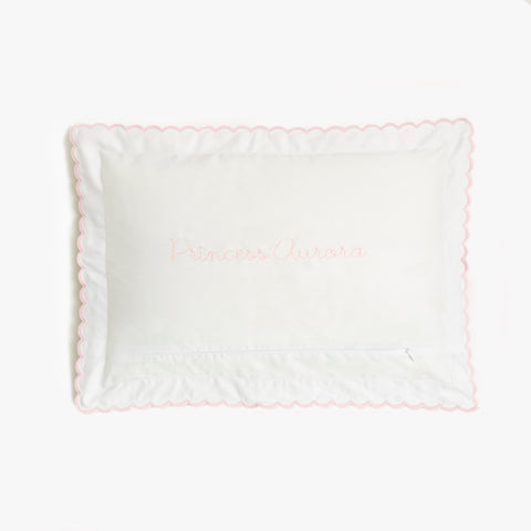 Toddler Pillow with Monogram on it that says "Princess Aurora"