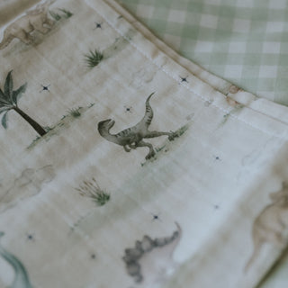 Swaddle in Dino Dreams print folded 