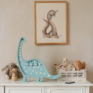 Little Lights Dinosaur Lamp on dresser