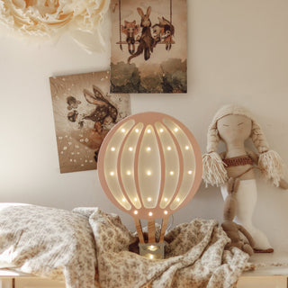 Little Lights Hot Air Balloon Lamp Pink on a blanket