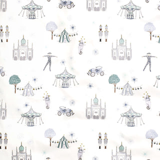 "Adventures in Wonderland" print in aqua swatch