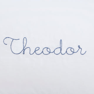 monogram "Theodor" on "Once Upon A Time " in color blue