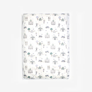 Baby duvet cover in the "Adventures in Wonderland" print in the color aqua