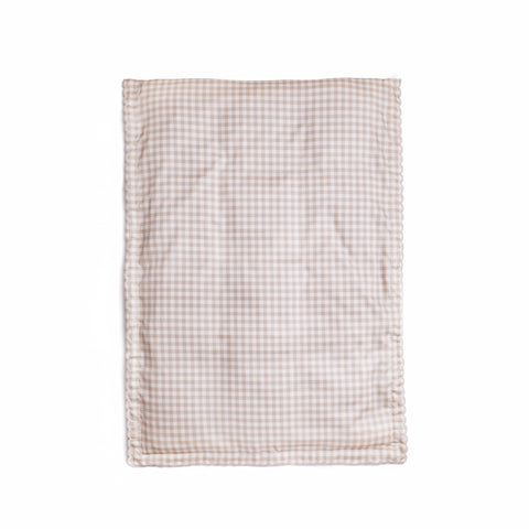 Flat lay of the Toddler Duvet in Picnic Gingham in the color Beige