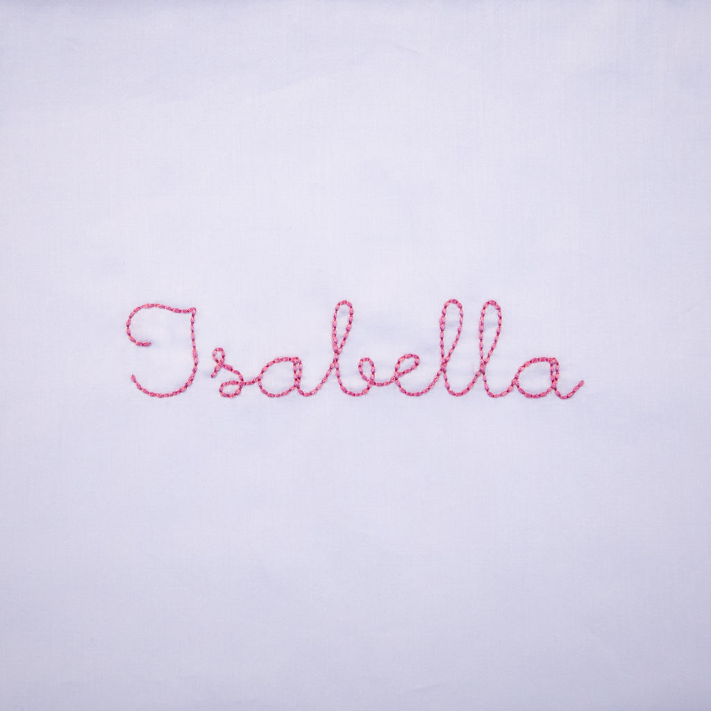 monogram "Isabella" on "Touch The Sky" Toddler Duvet in color pink
