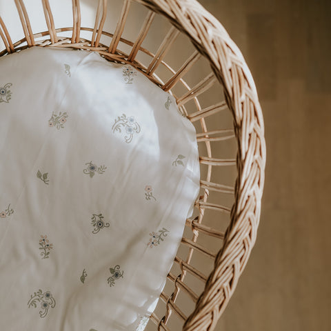 Fleur and Stripe Print in a Crib in Multi Color