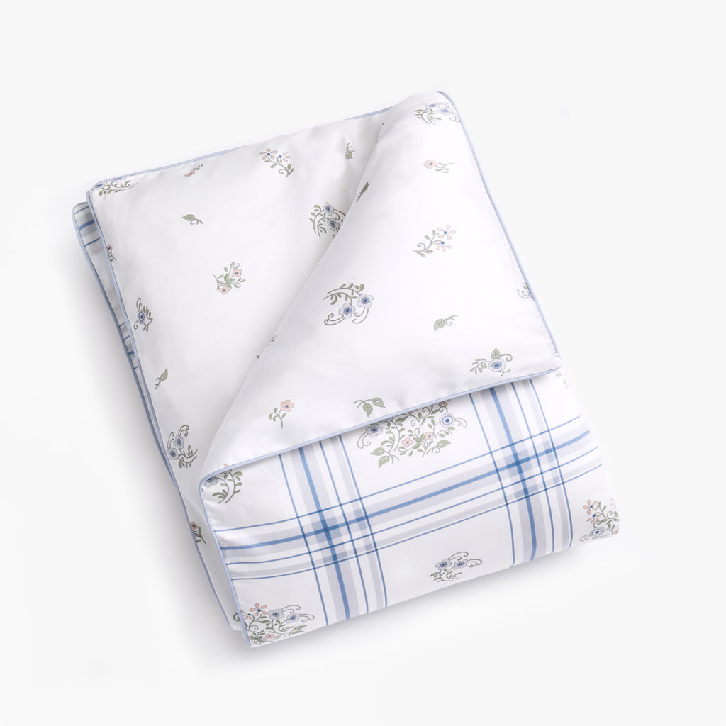 Personalize Me: Baby Duvet in the Fleur and Stripe Print Folded in Multi Color Print