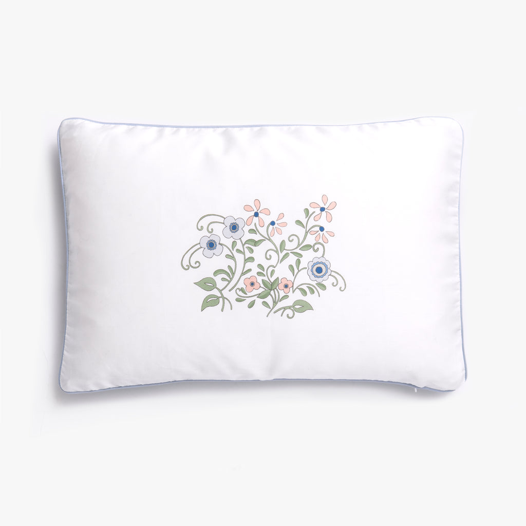 Toddler Pillow in Fleur and Stripe Print with Floral Detail Print in the middle in Multi Color