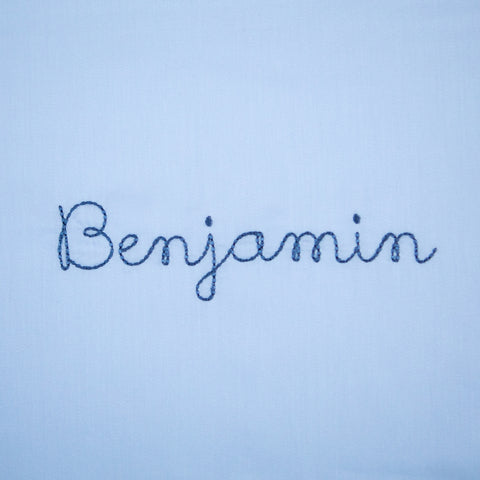 monogram "Benjamin" on "Touch The Sky " Toddler Duvet in color blue