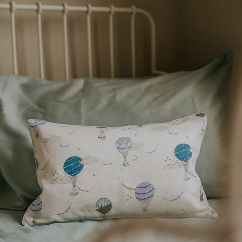 Toddler pillow in "Touch The Sky" print in the color blue
