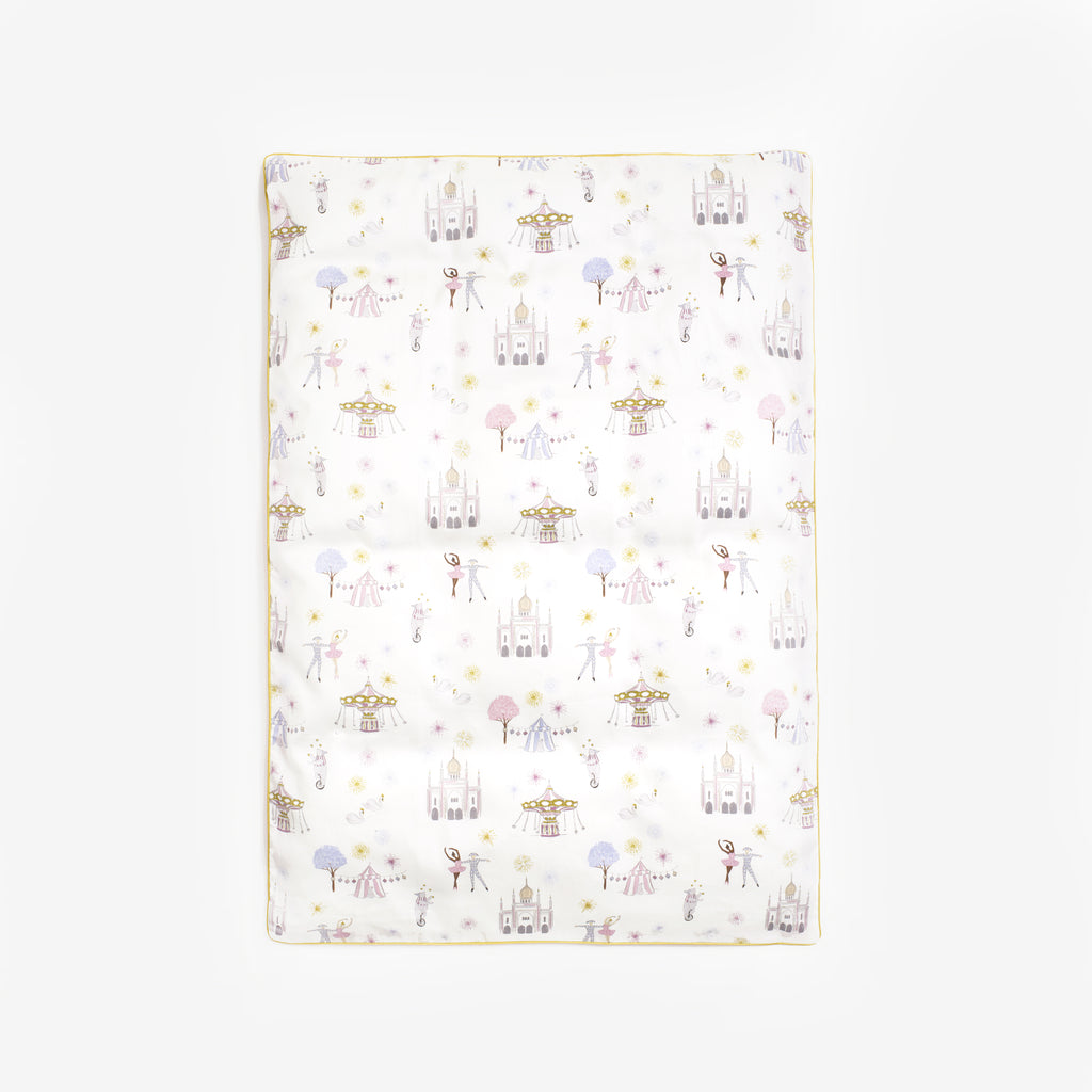 Personalize Me: Toddler duvet cover in the "Adventures in Wonderland" print in the color rose