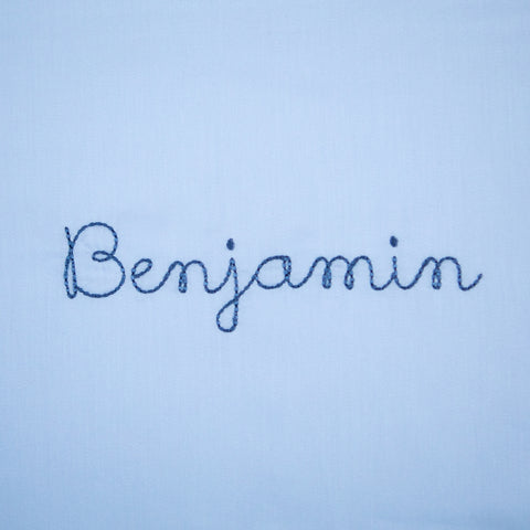 monogram "Benjamin" on "Touch The Sky " print in the color blue