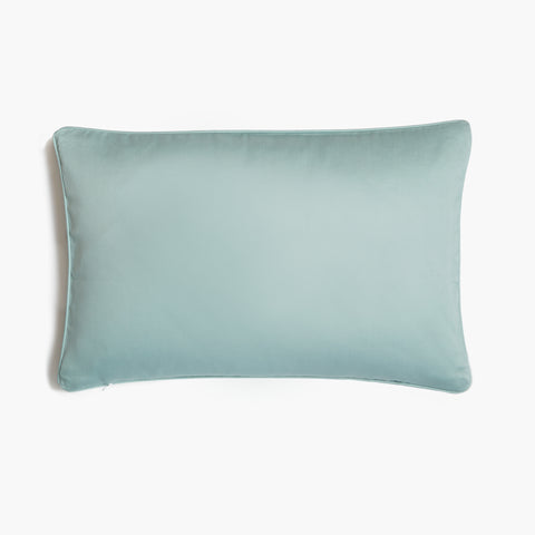 Back side of the Pillow Never Stop Exploring Print in Solid Sea Color