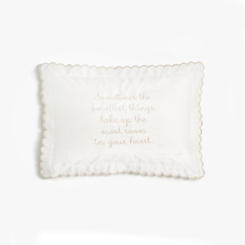 Text written on the back of the pillow